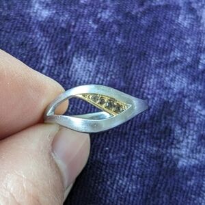 925 Sterling Silver Ring, 14K Gold Filled, Natural Sapphire (?) Stones